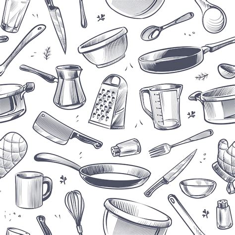 Cooking utensils seamless pattern. | Premium Vector