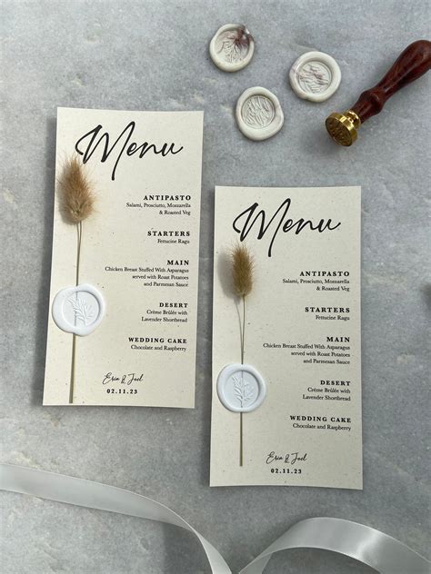 Elegant minimalist wedding dinner menu template wedding menu with names ...