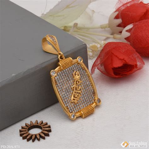 1 Gram Gold Plated Mahadev With Diamond Gorgeous Design Pendant For Me ...
