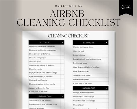 Buy Airbnb Cleaning Checklist Canva Template, VRBO, Super Host ...
