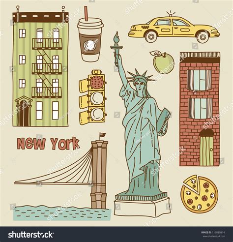 Vector Set New York City Icons Stock Vector 116880814 - Shutterstock