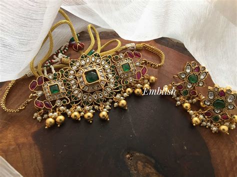 Square flower high neck choker- dual beads