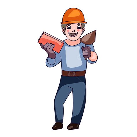 Construction Worker Holding A Brick Clipart, Construction Worker ...