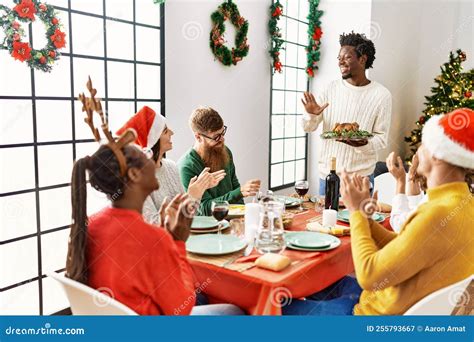 Group of People Meeting Clapping and Sitting on the Table Stock Image ...