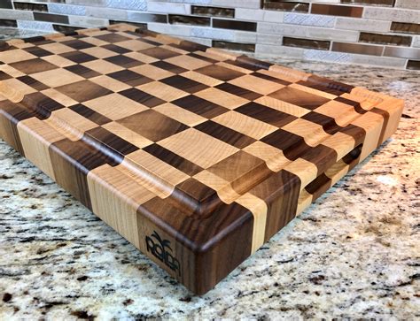 17.1x10.5 End Grain Cutting Board / Butcher Block / Walnut & Maple ...
