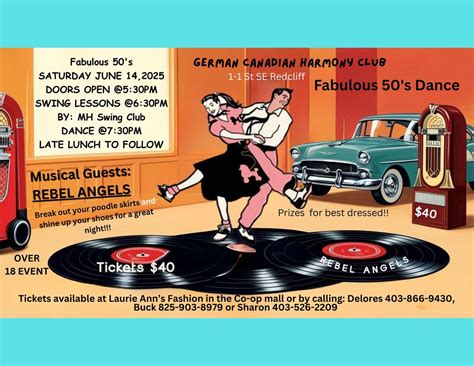 Redcliff Days Event- Fabulous 50’s Dance, German Canadian Harmony Club ...