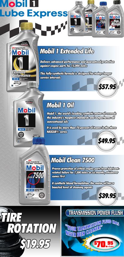 Image result for Oil Change Menu