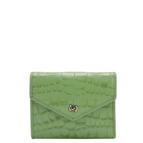 Croco Leather Ladies Wallet - Kiwi – Da Milano