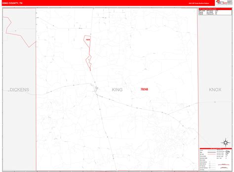 King County, TX Zip Code Wall Map Red Line Style by MarketMAPS ...