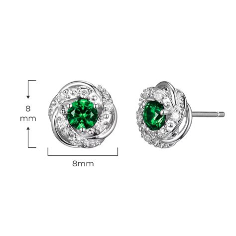 LuxLab Created Emerald & Lab Grown Diamond Earrings, Sterling - QVC.com