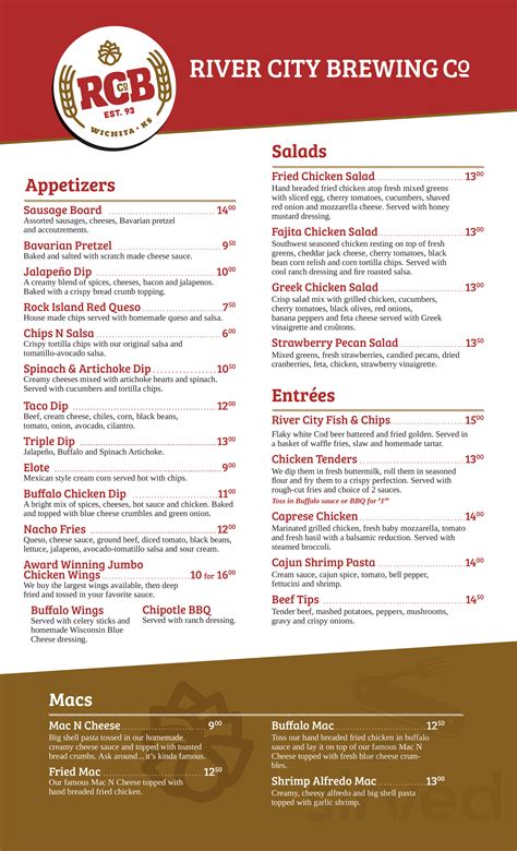 Menu for River City Brewing Company in Wichita, KS | Sirved