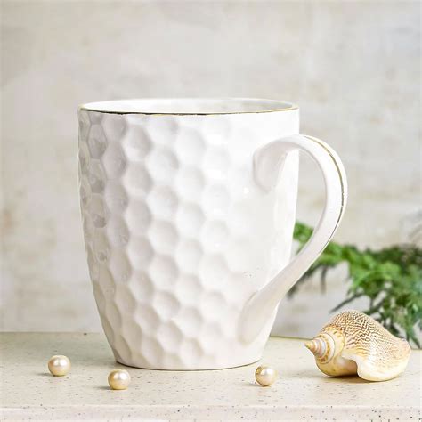 White Honeycomb 22k Liquid Gold Line Coffee Mug (Set of 4) – The Earth ...