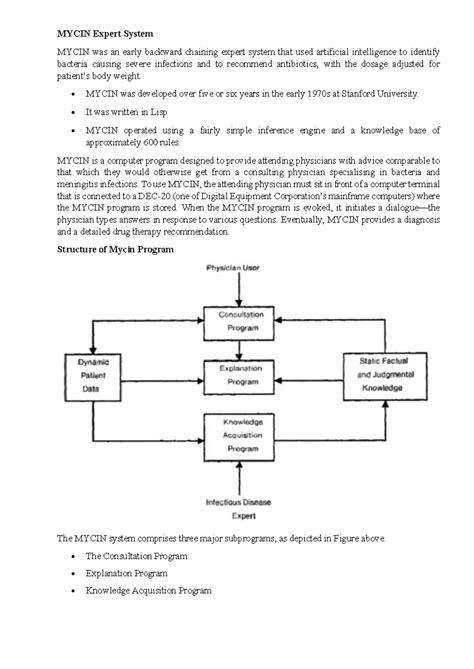 Types of Expert Systems: MYCIN, XCON, and DART Overview - Studocu