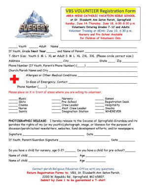 VBS Volunteer Registration Form - Blank Fillable Template | Fill Out ...