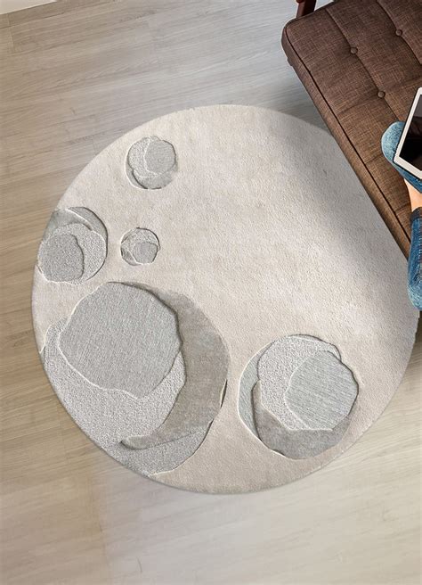 Pebble Effect Wool & Silk Carpet | Round Carpet Living Room Carpet ...