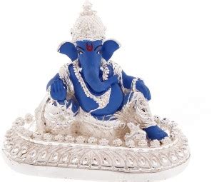 Veevi Royal Blue Silver Relaxing Lord Ganesh Idol Decorative Showpiece ...