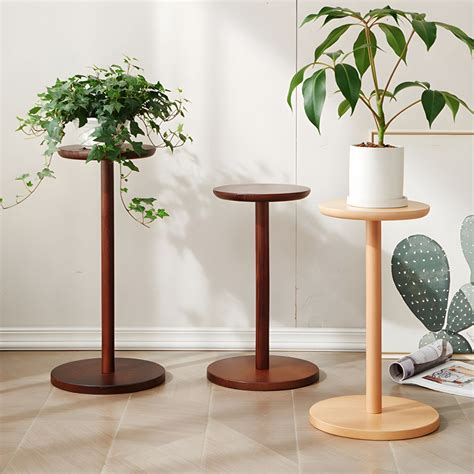 Wooden Pedestal Round 1-Tier Plant Table with Reserve Installation ...