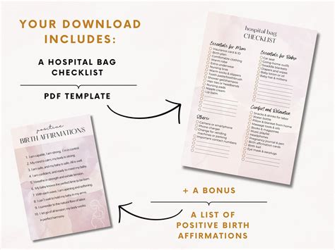 Hospital Bag Checklist | Printable Hospital Bag List | Pregnancy ...
