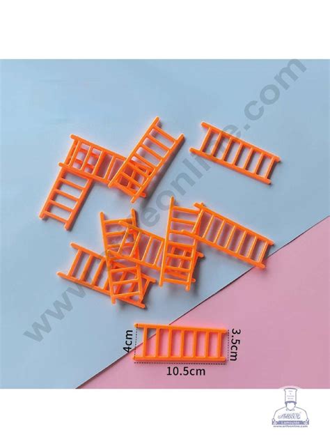 CAKE DECOR™ 10 Pieces Orange Plastic Ladder Toys Cake Toppers (SB-T-CJ ...
