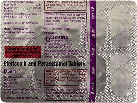 Etowin P Strip Of 10 Tablets: Uses, Side Effects, Price & Dosage ...