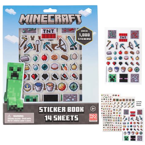 Fun Minecraft Craft Set: 1200+ Stickers for Toddlers, 14 Sheets with ...