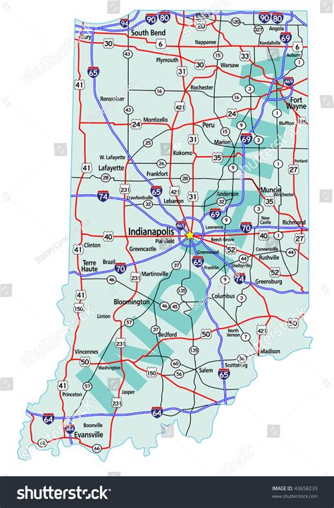 Indiana State Road Map With Interstates, U.S. Highways And State Roads ...