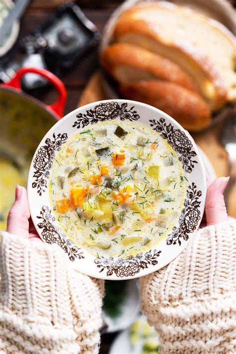 Polish Dill Pickle Soup Recipe (Zupa Zupa Ogórkowa) - An Edible Mosaic™