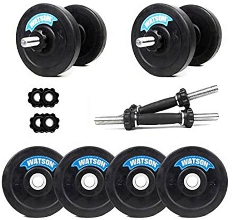Watson Rubber Plates 14inches Iron Dumbbell rod 25mm with Metal Nut ...