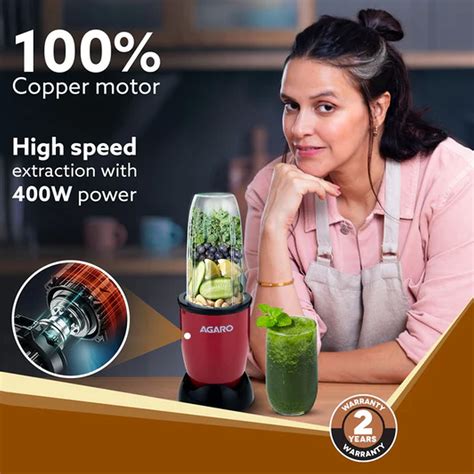Buy AGARO Regal 400 Watt 3 Jars Mixer Grinder, Juicer Blender (Safety ...