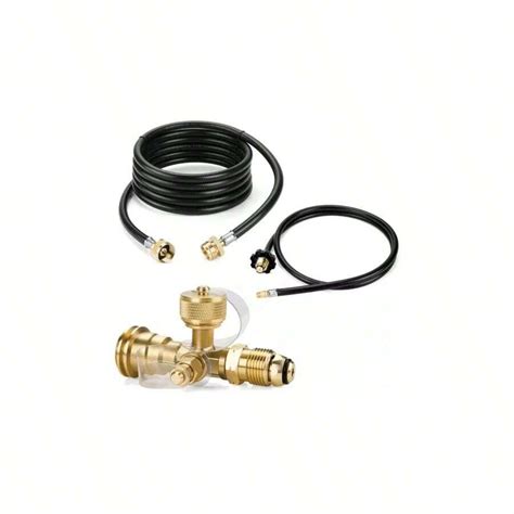 Propane Brass Tee Adapter Kit 4-Port W/ 5ft &12ft Hose For RV Motorhome ...