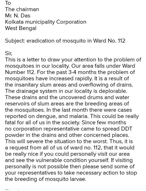 write a letter to the health officer of MCD about dengue cases increase ...
