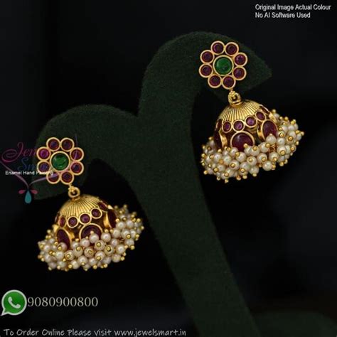 Antique Kemp Stones With Pearls Trending Jhumka Earrings J2783 | Jewels ...