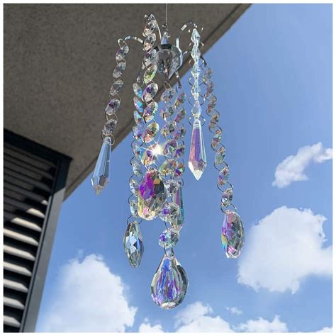 H&D HYALINE & DORA Chandelier Wind Chimes AB Coating Crystal Prisms ...