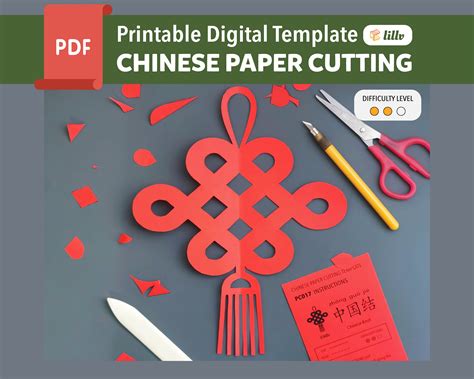 Chinese Knot/chinese Paper Cutting/digital/printable Template/pdf/a4/chinese New Year/holiday ...