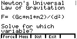Netwon's Law of Universal Gravitation - ticalc.org