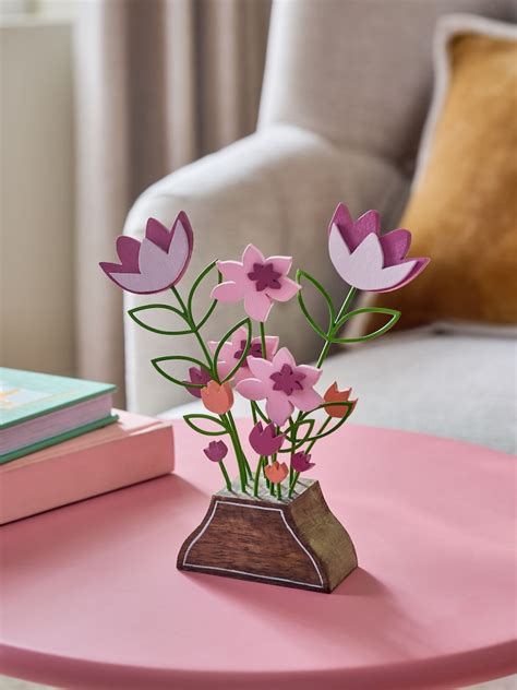 Buy Purple Wooden Floral Arrangement Wire Ornament from Next India