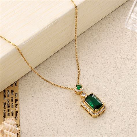 Elegance Studded Gem Necklace-Green | Salty – Salty Accessories