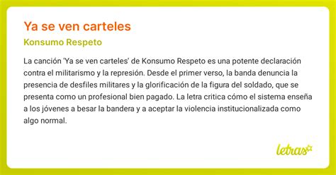 Significado de la canción YA SE VEN CARTELES (Konsumo Respeto) - LETRAS.COM