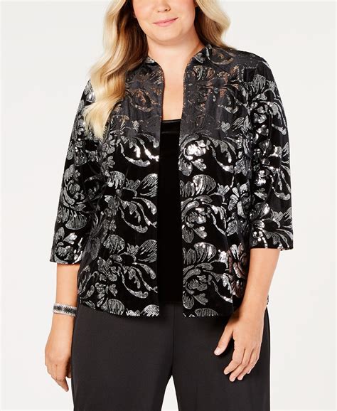 Alex Evenings Plus Size Embellished Velvet Jacket & Top Set - Macy's ...