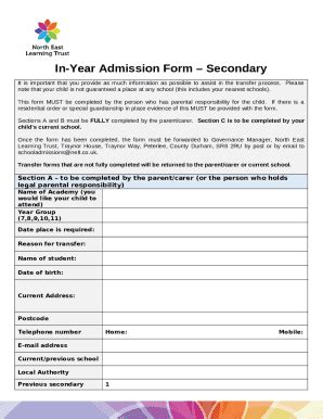 Applications for in-year transfers - secondary school or ... Doc ...