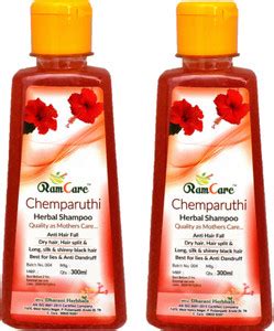 Ram Care Chemparuthi Anti Dandruff Herbal Shampoo Each 300ml (Pack of 2 ...