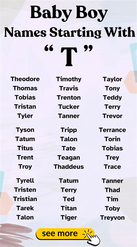 Terrific Baby Boy Names Starting with T | T boy names, Baby boy names ...