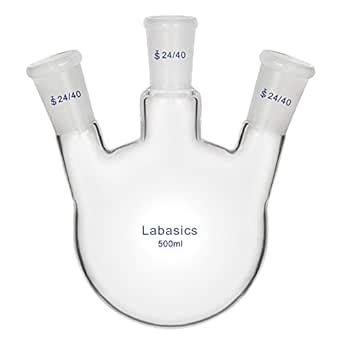 Labasics Glass 500ml 3 Neck Round Bottom Flask RBF, with 24/40 Center ...