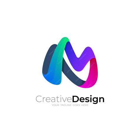 Premium Vector | Symbol letter m logo with 3d colorful mountain logos