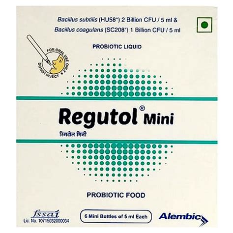 Regutol Mini Probiotic Liquid 6 x 5 ml Price, Uses, Side Effects ...