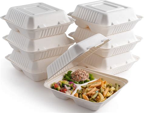 Buy Disposable Clamshell To-Go Containers – Bagasse Fiber Biodegradable ...