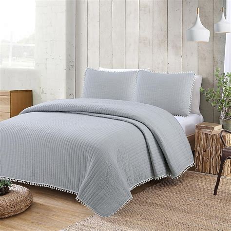 Estate Collection Costa Brava 3-Piece Light Grey Full/Queen Quilt Set ...