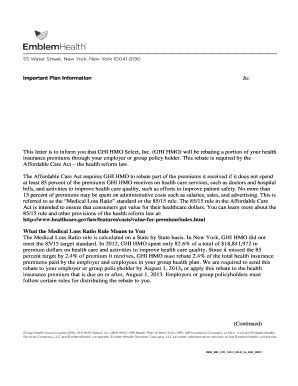 Fillable Online EMB MB LTR 14041 MLR for GHI HMO 06212013.doc Fax Email ...