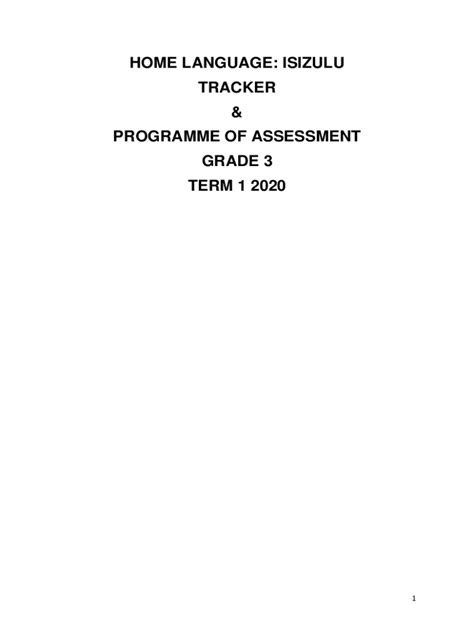 Fillable Online nect org HOME LANGUAGE: ISIZULU TRACKER & PROGRAMME ...