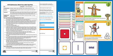 EYFS Maths: Representing Numbers Outdoor Musical Numbers Whole Class Adult